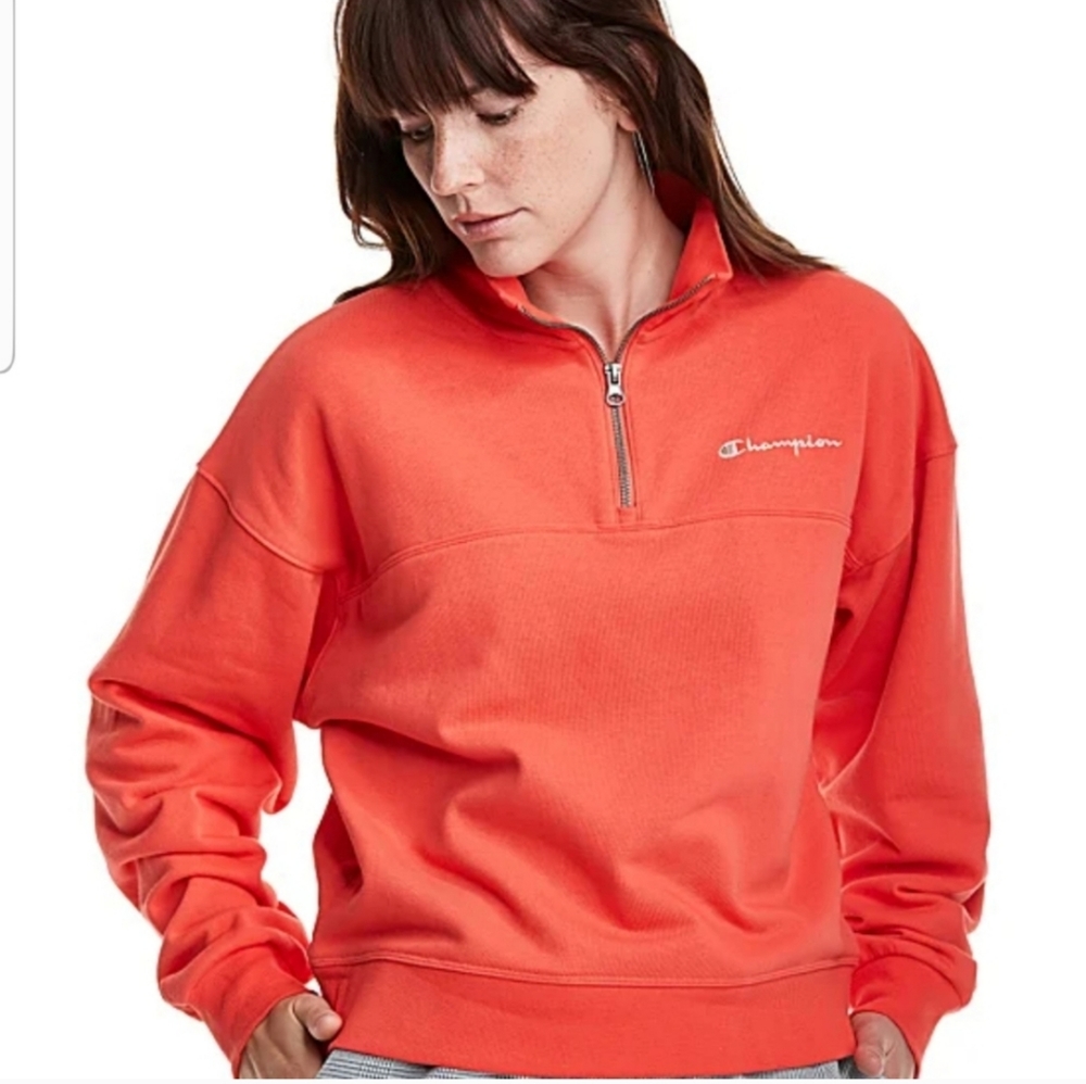 Champion coral half zip up sweatshirt